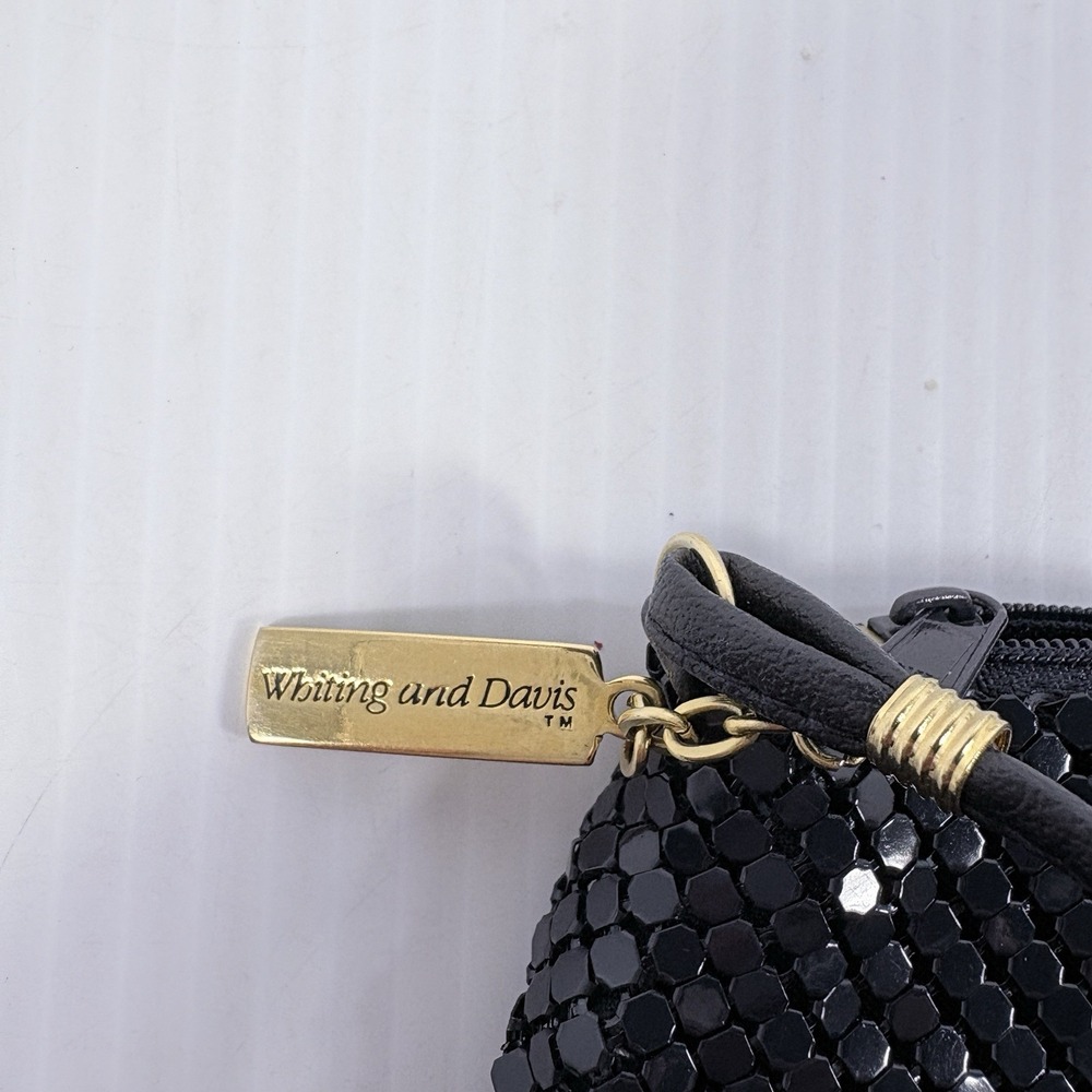 Vintage Whiting Davis Purse Black metal Mesh Flapper Bag - Picture 5 of 10